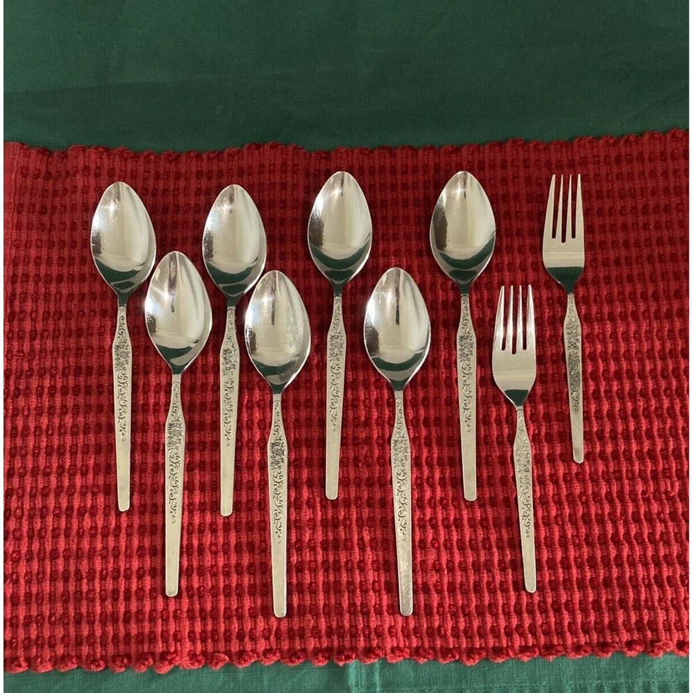 MCM Wm Rogers & Son Stainless Korea Flatware Spoon Salad Fork Lot of 9